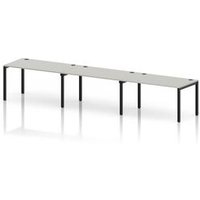 Impulse Bench One Row 3 Person 1400 Black Frame Bench Desk Dove Grey