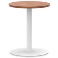 Italia 600mm Poseur Round Table Walnut Top 720mm High White Leg