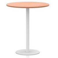 Italia 1000mm Poseur Round Table Beech Top 1145mm High White Leg