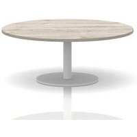 Italia Grey Oak Top Round Coffee Table with White Legs