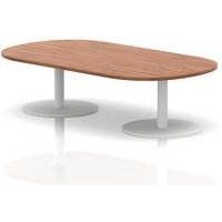 Italia 1800mm Boardroom Coffee Table Walnut Top 475mm High White Leg