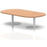 Italia 1800mm Boardroom Coffee Table Oak Top 475mm High White Leg