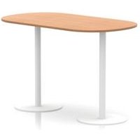 Italia 1800mm Poseur Boardroom Table Oak Top 1145mm High White Leg