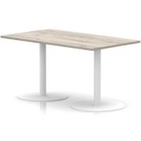 Italia 1400x800 Poseur Rectangular Table Grey Oak 720mm High White Leg