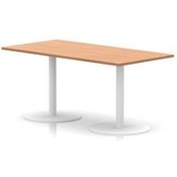 Italia 1600x800 Poseur Rectangular Table Oak Top 720mm High White Leg