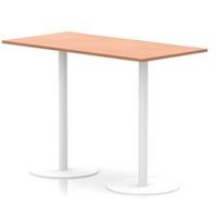 Italia 1600x800 Poseur Rectangular Table Beech 1145mm High White Leg