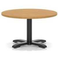 Italia 800mm Round Coffee Table Oak 495mm High Black Leg Cross Base