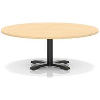 Italia 1200mm Round Coffee Table Maple 495mm High Black Leg Cross Base