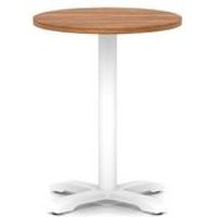 Italia 600mm Poseur Round Table Walnut 750mm High White Leg Cross Base
