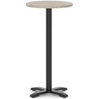 Italia 600mm Poseur Round Table Grey Oak H:1170 Black Leg Cross Base