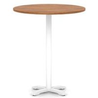 Italia 1000mm Poseur Round Table Walnut H:1170 White Leg Cross Base