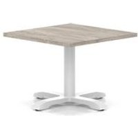 Italia 800mm Square Coffee Table Grey Oak H:495 White Leg Cross Base