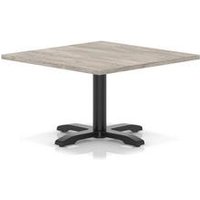 Italia 1000mm Square Coffee Table Grey Oak H:495 Black Leg Cross Base