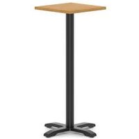 Italia 600mm Poseur Square Table Oak Top H:1170 Black Leg Cross Base