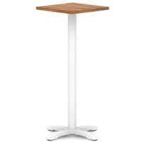 Italia 600mm Poseur Square Table Walnut H:1170 White Leg Cross Base