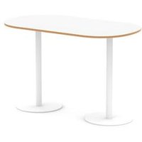 Italia 1800mm Poseur Boardroom Table White Wood Edge H:1145 White Leg