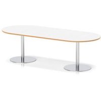 Italia 2400mm Poseur Boardroom Table White Wood Edge H:720 Silver Leg