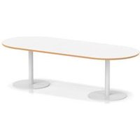Italia 2400mm Poseur Boardroom Table White Wood Edge H:720 White Leg