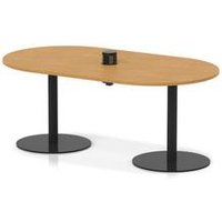 Italia 1800 Boardroom Table with Oak Finish and Integrated Power Module
