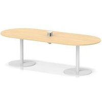 Italia 2400 Poseur Boardroom Table Power Module Maple H:720 White Leg