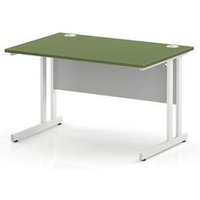 Impulse 1200 x 800 Office Desk Moss Green Top White Cantilever Leg