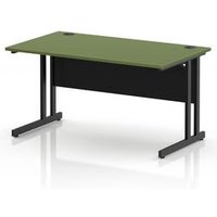 Impulse 1400 x 800mm Moss Green Office Desk with Black Legs