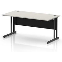 Impulse 1600mm Dove Grey Office Desk with Black Cantilever Legs