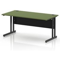 Impulse 1600 x 800mm Moss Green Office Desk with Black Legs