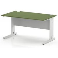 1400 x 800 Office Desk Moss Green Top Cable Managed Leg