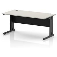 Impulse 1600mm Dove Grey Office Desk with Black Legs