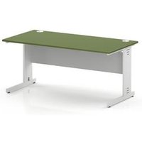 Impulse 1600 x 800 Office Desk Moss Green Top White Cable Managed Leg