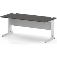 Impulse 1800 x 800 Office Desk Carbon Grey Top White Cable Managed Leg