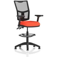 Eclipse+ II Lever Draughtsman Chair Mesh Back Adj Folding Arms Orange