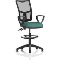II Lever Draughtsman Operator Chair Mesh Back Loop Arms Kelp