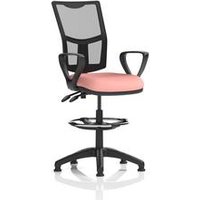 II Lever Draughtsman Task Chair Mesh Back Loop Arms Shrimp