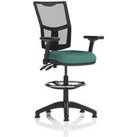 II Lever Draughtsman Chair Mesh Back Adj Folding Arms Kelp