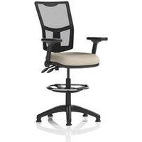 II Lever Draughtsman Chair Mesh Back Adj Folding Arms Salt