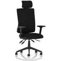 High Back Task Operator Chair Arms Headrest Fabric