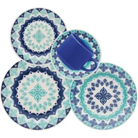 Aparelho de Jantar Oxford Biona 5190 Lola 20 Peças Cerâmica Verde/azul