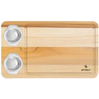 Prancha Tábua para Churrasco Stolf 864 48x30cm com 2 Potes Inox