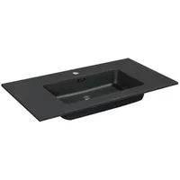 Aquazuro Enkele Wastafel Napoli - Solid Surface - Vierkant - Mat Zwart - 48cm