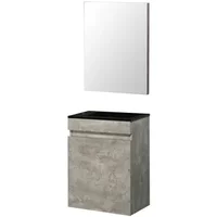 Aquazuro Fonteinmeubelset Napoli - Inclusief Wastafel En Spiegel - Softclose - Betongrijs - 40x22x52cm