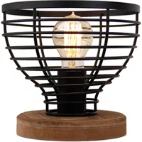Brilliant Tafellamp Avia Zwart/hout Ø20cm E27 40w