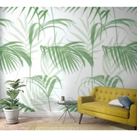 Fotobehang Vervaagde Palmbladeren - Groen - Wit - 2,70m X 159cm