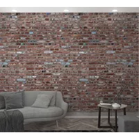 Fotobehang Bakstenen Muur - Rood - Bruin - Blauw - Grijs - 2,70m X 159cm