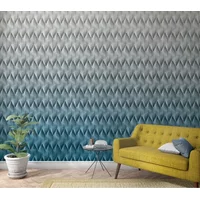 Fotobehang Golvend 3d Patroon - Blauw - Grijs - 2,70m X 159cm