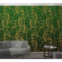 Fotobehang Art Nouveau Blad - Groen - Geel - 2,70m X 159cm