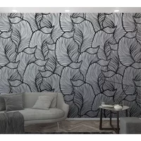 Fotobehang Bladeren - Zwart - Wit - 2,70m X 159cm