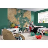 Fotobehang Old Travel Map - Meerkleurig - 2,80m X 300cm