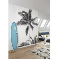 Fotobehang Retro Palm - Wit - 2,50m X 200cm